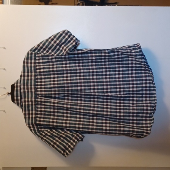NAUTICA MENS SHORT SLEEVE SHIRT, LARGE, SLIM FIT. GREEN PLAID SEE PIC. - Picture 3 of 7